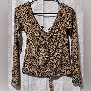 Rue21 Leopard Print Cold Shoulder Blouse L